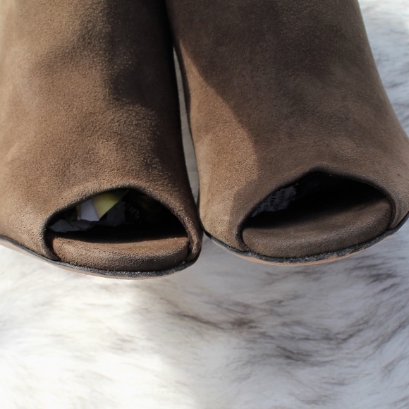 SOLD Calvin Klein Suede Taupe PeepToe Booties - Picture 8 of 8